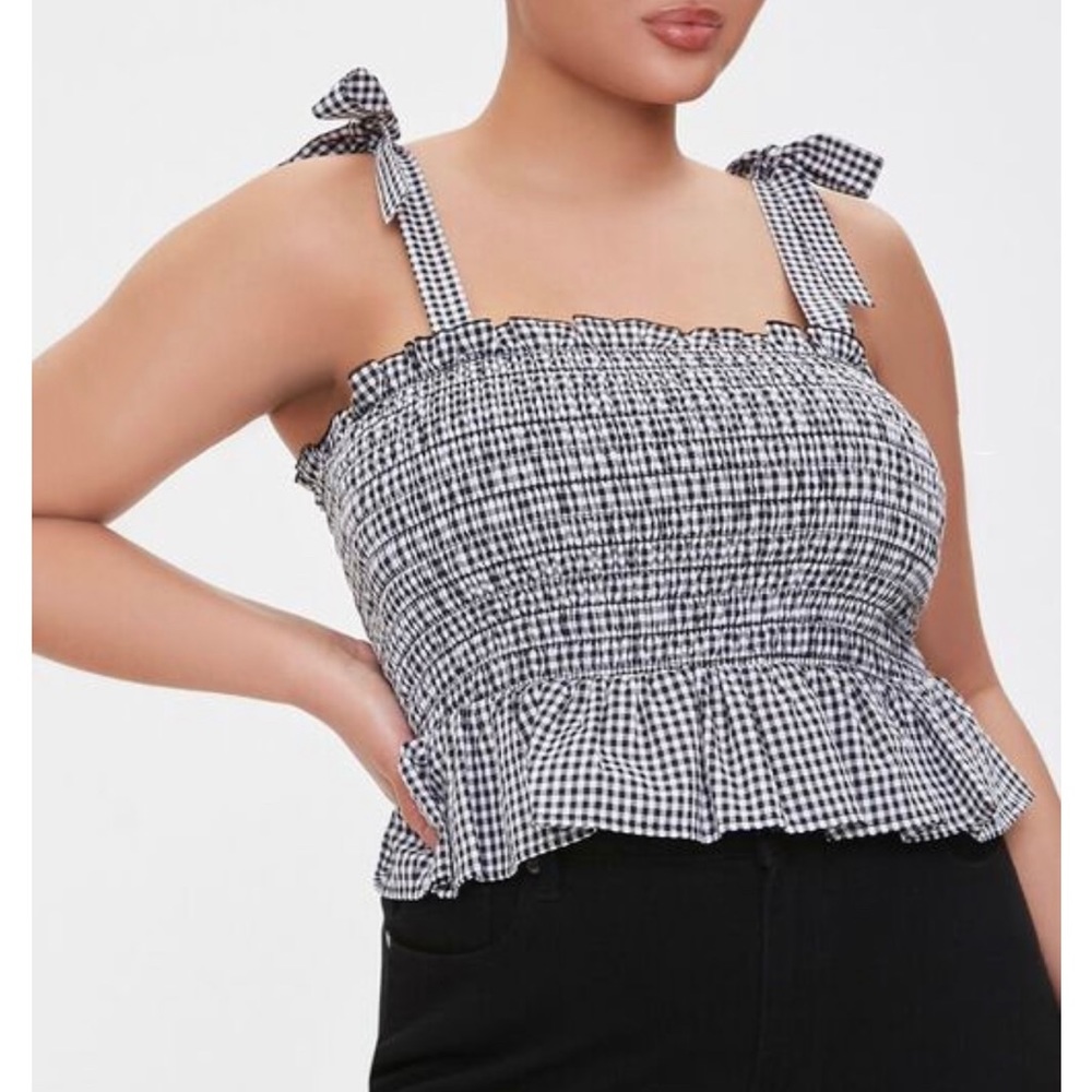 NEW Gingham Tie Strap Crop Top